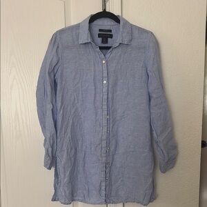 Linen Blue Button-Up Shirt